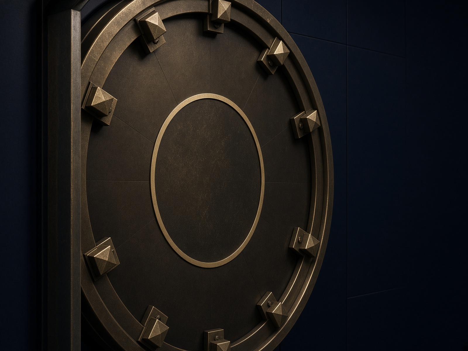 Detail pintu besi perunggu dengan cincin emas